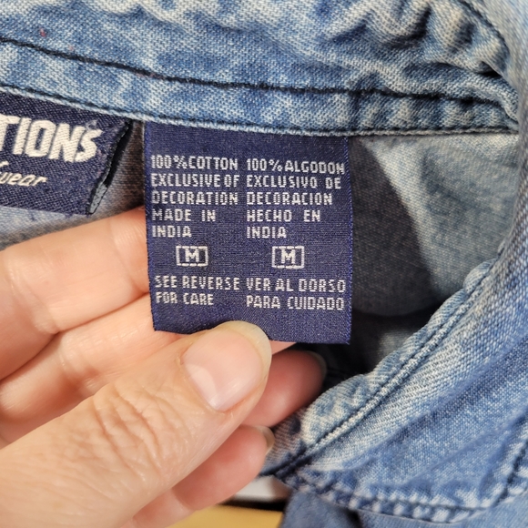 Womens Solutions Casualwear Christmas Denim Long Sleeve Button Front Size Med - Picture 9 of 10